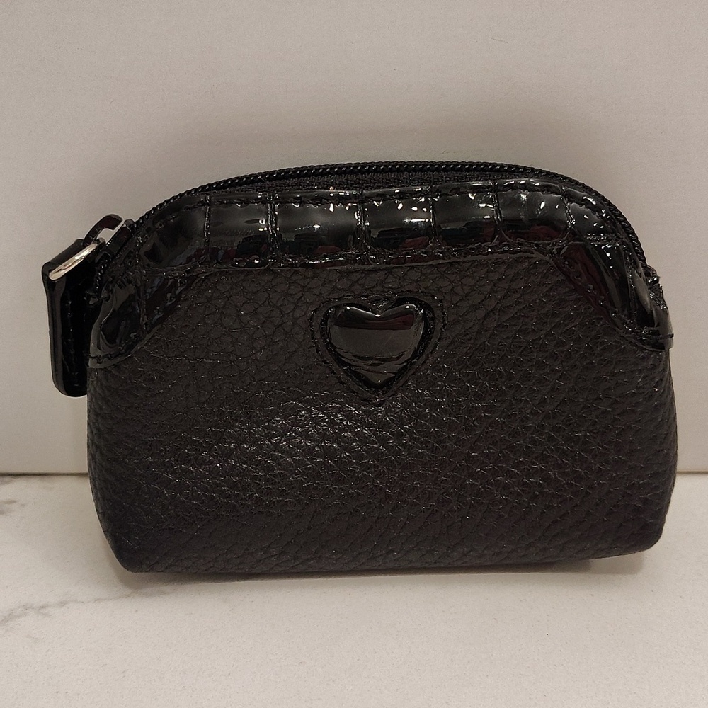 Brighton Small Black Leather Coin Purse Pebble Embossed